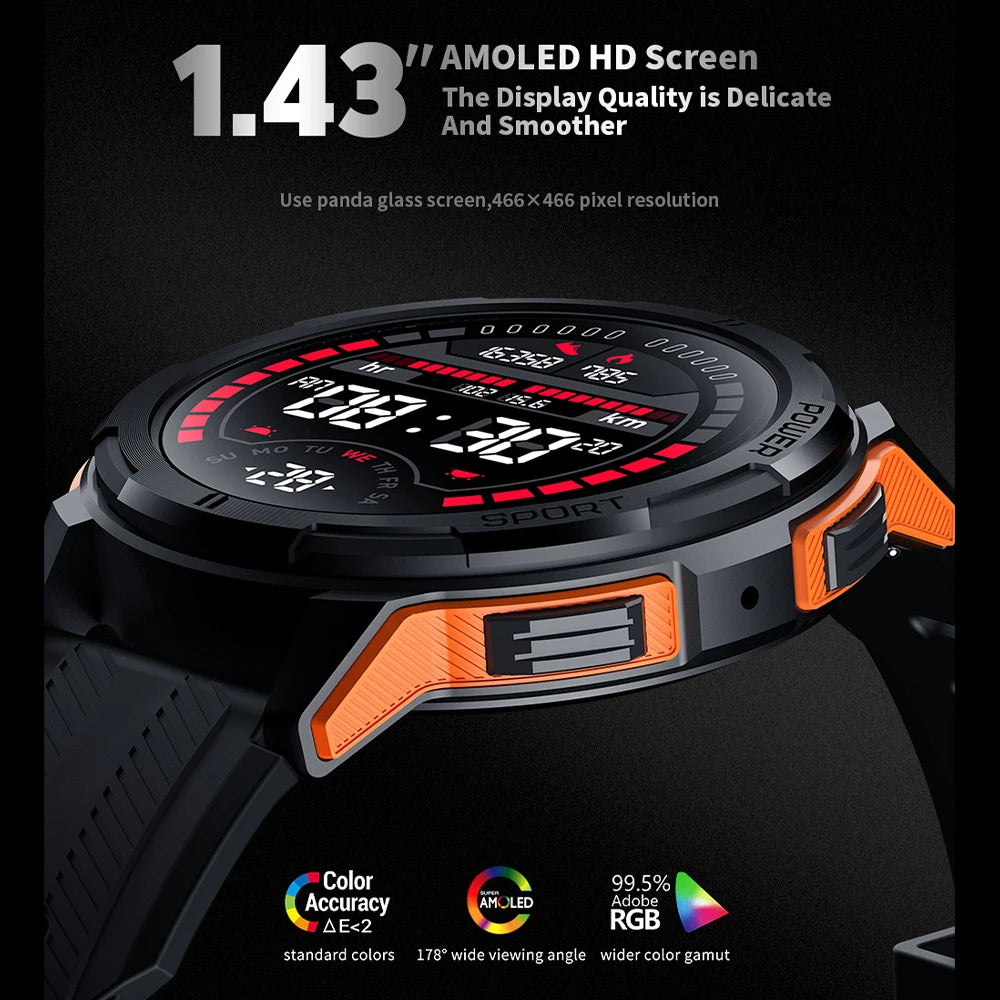 ⌚ Smartwatch SKMEI 2025 🧠💪 Tela AMOLED 1.43” 🔋 Bateria até 22 dias | Monitor de Saúde 🩺 + Chamadas Bluetooth 📞 + Tela Dividida 🔄 | IP68 à Prova d’Água 💦 | Estilo Esportivo Masculino 🏃♂️