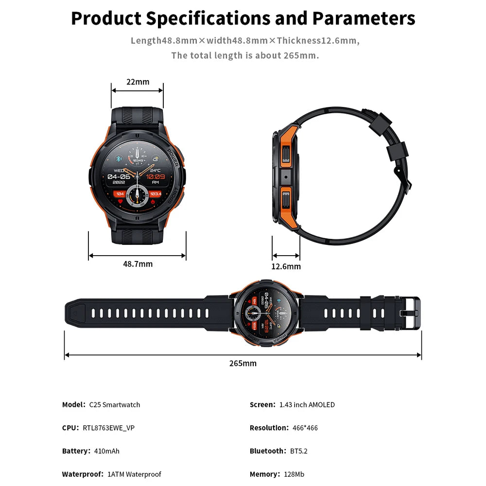 ⌚ Smartwatch SKMEI 2025 🧠💪 Tela AMOLED 1.43” 🔋 Bateria até 22 dias | Monitor de Saúde 🩺 + Chamadas Bluetooth 📞 + Tela Dividida 🔄 | IP68 à Prova d’Água 💦 | Estilo Esportivo Masculino 🏃♂️