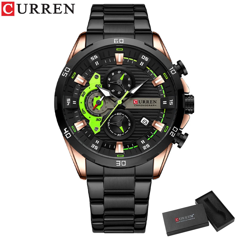 ⌚ Relógio Curren 8402 Masculino Aço Inoxidável – Cronógrafo e Data Automática