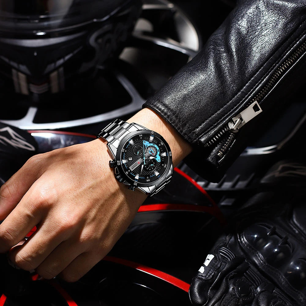 ⌚ Relógio Curren 8402 Masculino Aço Inoxidável – Cronógrafo e Data Automática