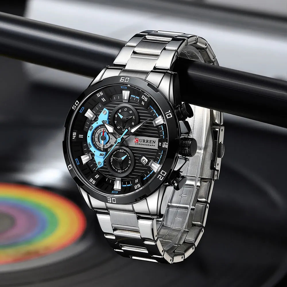 ⌚ Relógio Curren 8402 Masculino Aço Inoxidável – Cronógrafo e Data Automática
