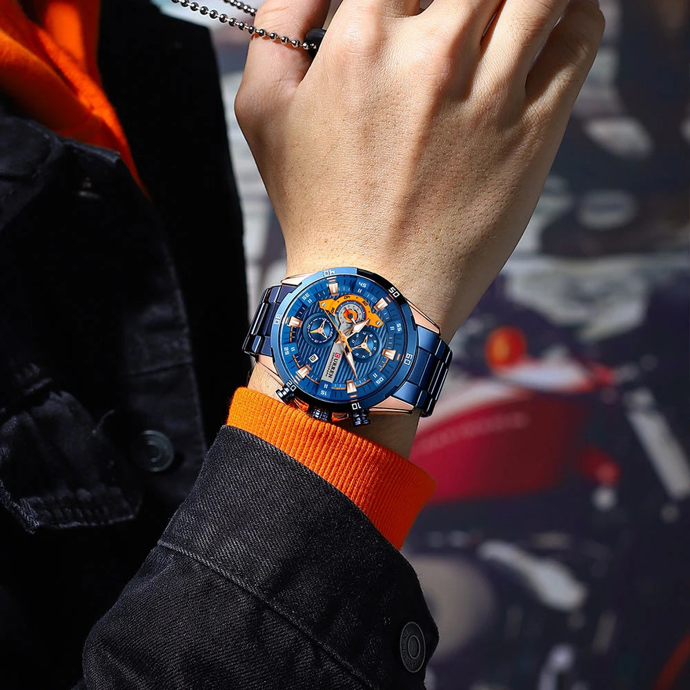 ⌚ Relógio Curren 8402 Masculino Aço Inoxidável – Cronógrafo e Data Automática