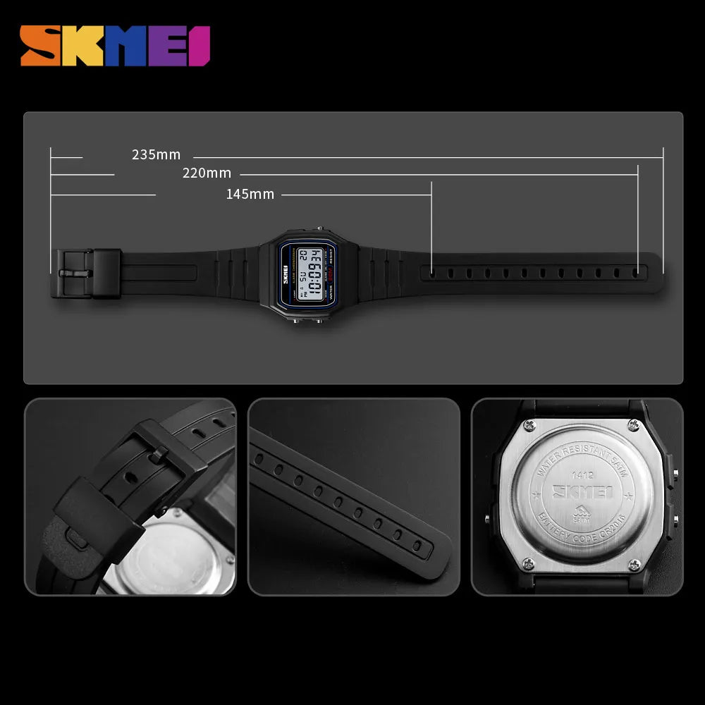 ⌚ Relógio Feminino Digital SKMEI 1412 💖 Estilo Esportivo & Casual | Display LED 🌟 | Alarme, Cronômetro e Mais ⏱️ | À Prova D’água 5ATM 💦