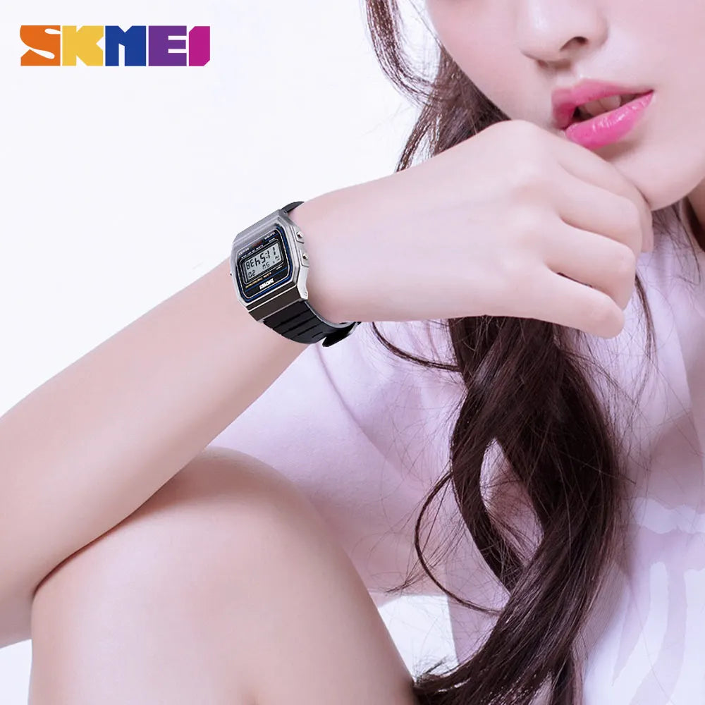 ⌚ Relógio Feminino Digital SKMEI 1412 💖 Estilo Esportivo & Casual | Display LED 🌟 | Alarme, Cronômetro e Mais ⏱️ | À Prova D’água 5ATM 💦