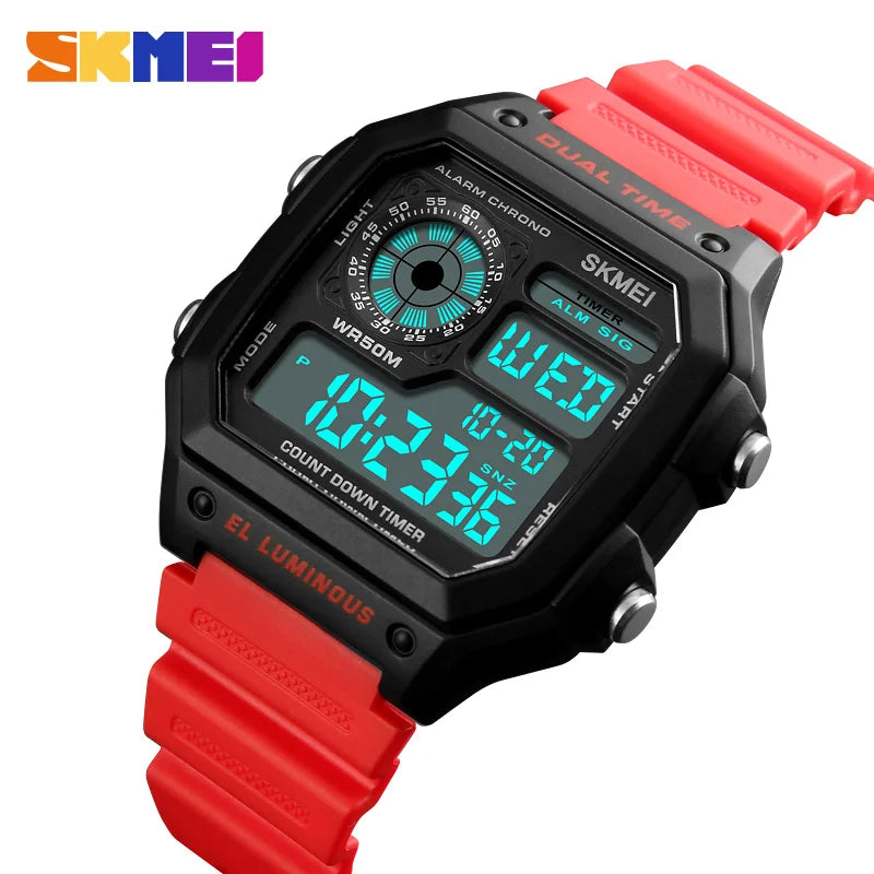 ⌚ Relógio Masculino Digital SKMEI 1299 ⏱️ Esportivo Tático | Resistente à Água 5ATM 💦 | Funções Múltiplas 🧭 | LED, Cronômetro, Alarme