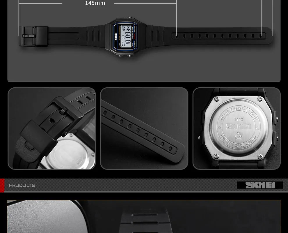 ⌚ Relógio Feminino Digital SKMEI 1412 💖 Estilo Esportivo & Casual | Display LED 🌟 | Alarme, Cronômetro e Mais ⏱️ | À Prova D’água 5ATM 💦