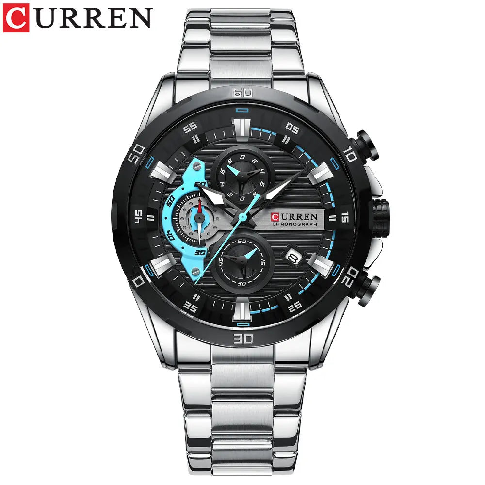 ⌚ Relógio Curren 8402 Masculino Aço Inoxidável – Cronógrafo e Data Automática