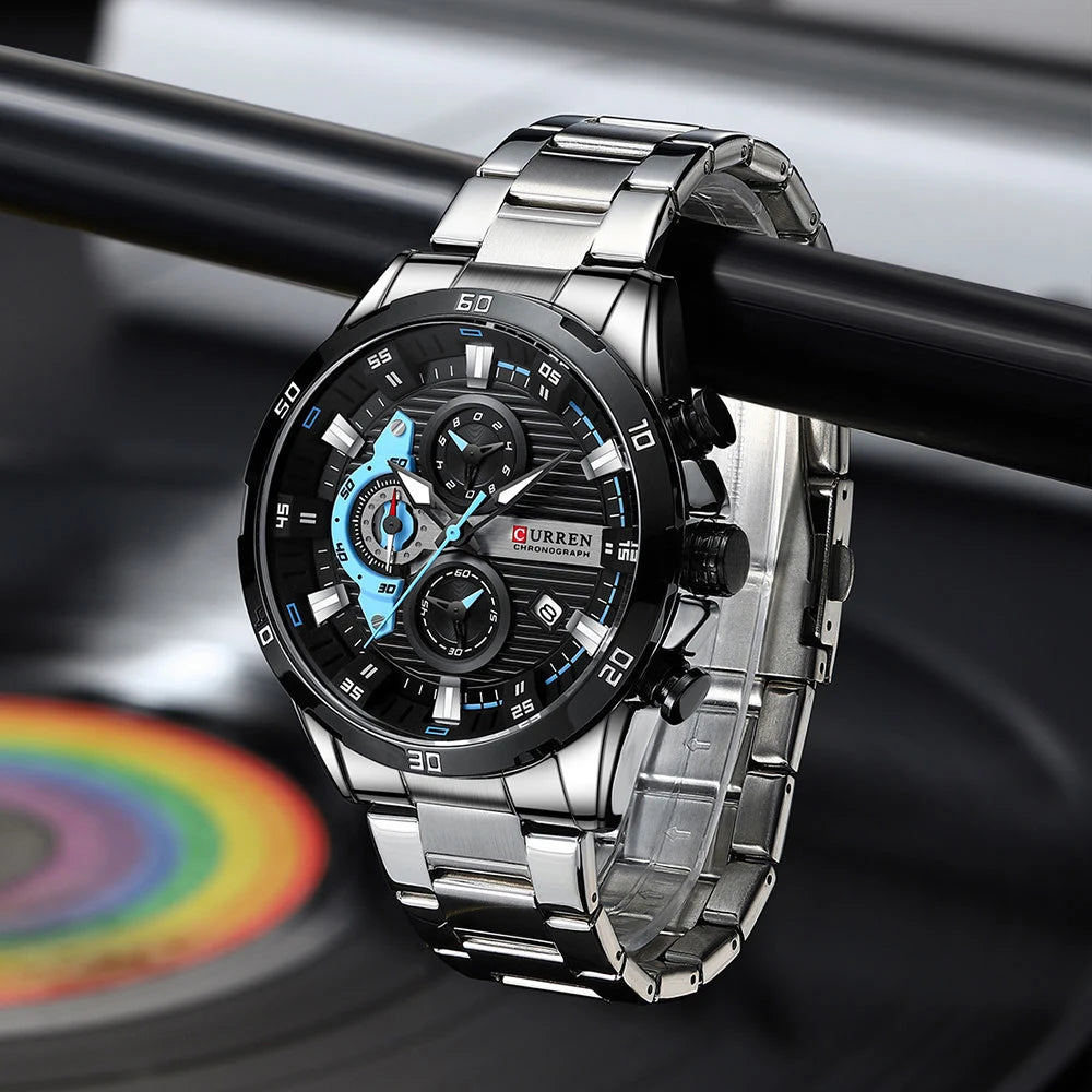 ⌚ Relógio Curren 8402 Masculino Aço Inoxidável – Cronógrafo e Data Automática