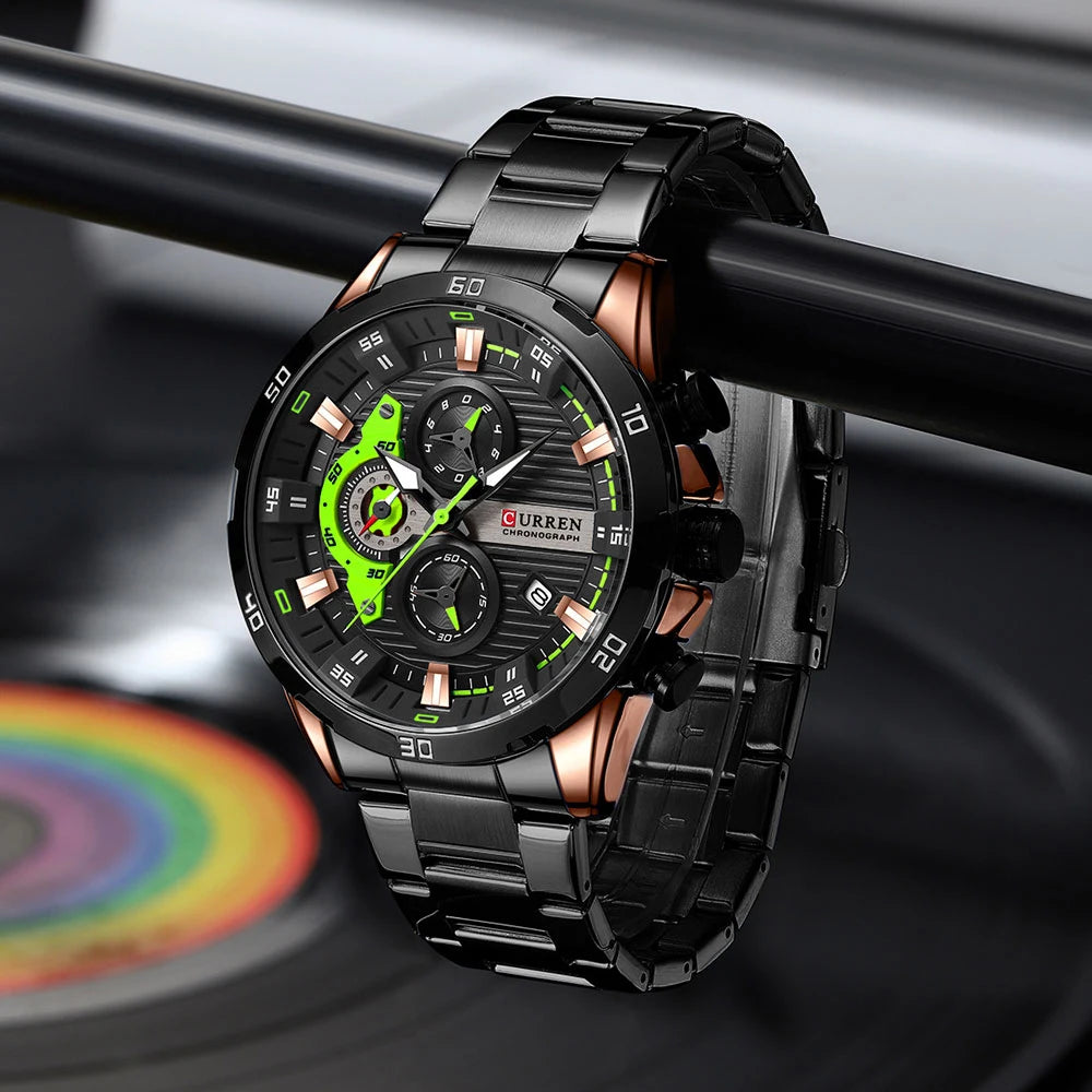 ⌚ Relógio Curren 8402 Masculino Aço Inoxidável – Cronógrafo e Data Automática
