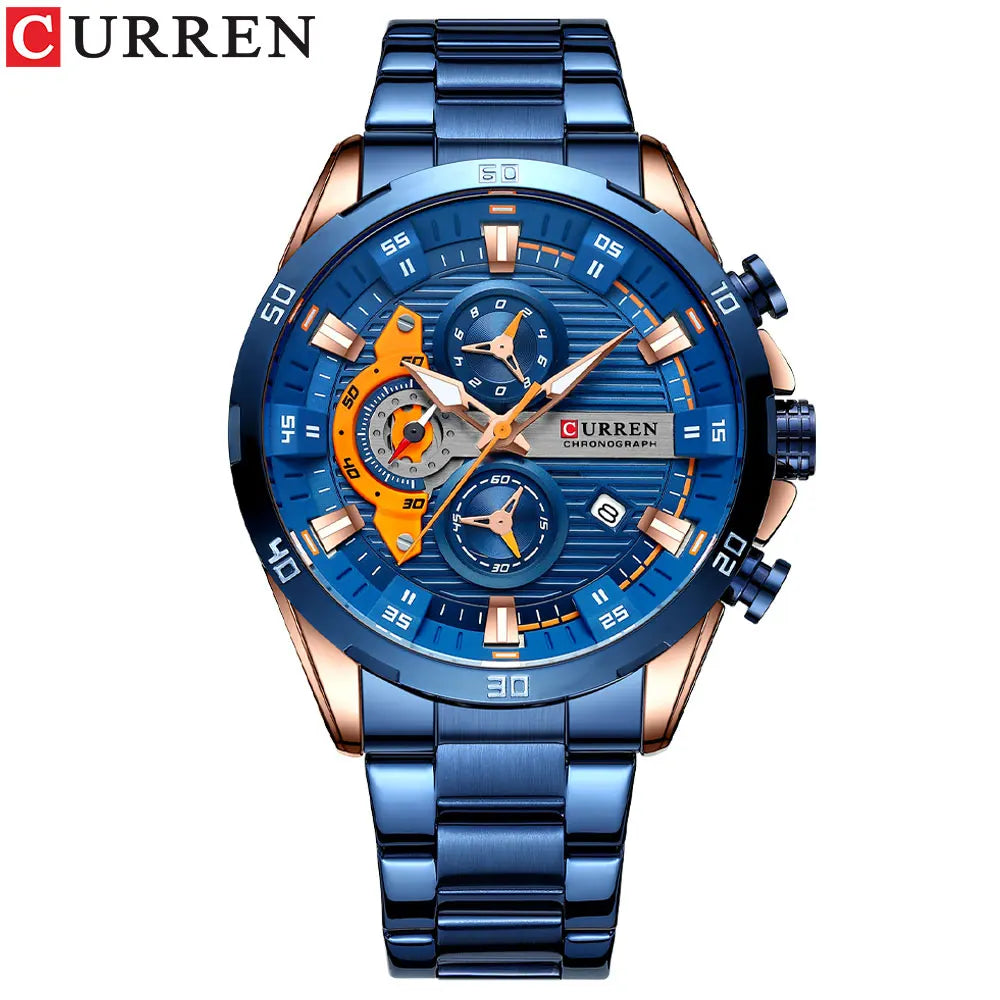 ⌚ Relógio Curren 8402 Masculino Aço Inoxidável – Cronógrafo e Data Automática