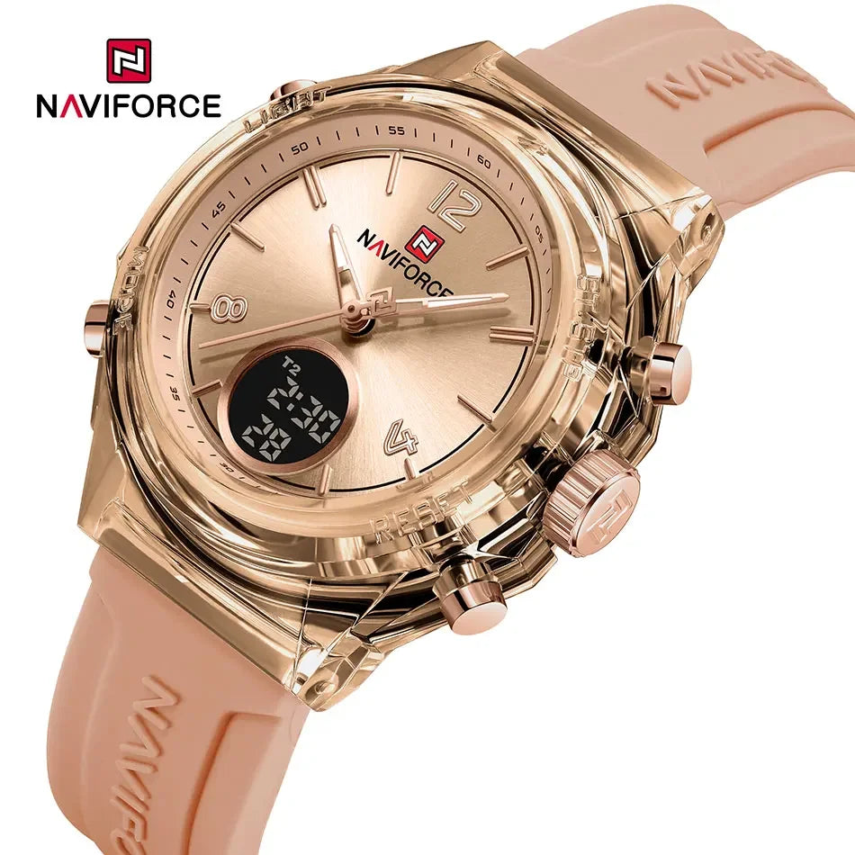 ⌚💖Relógio Feminino NAVIFORCE NF7109 – Esportivo, Casual e à Prova d’Água com Alarme e Luz