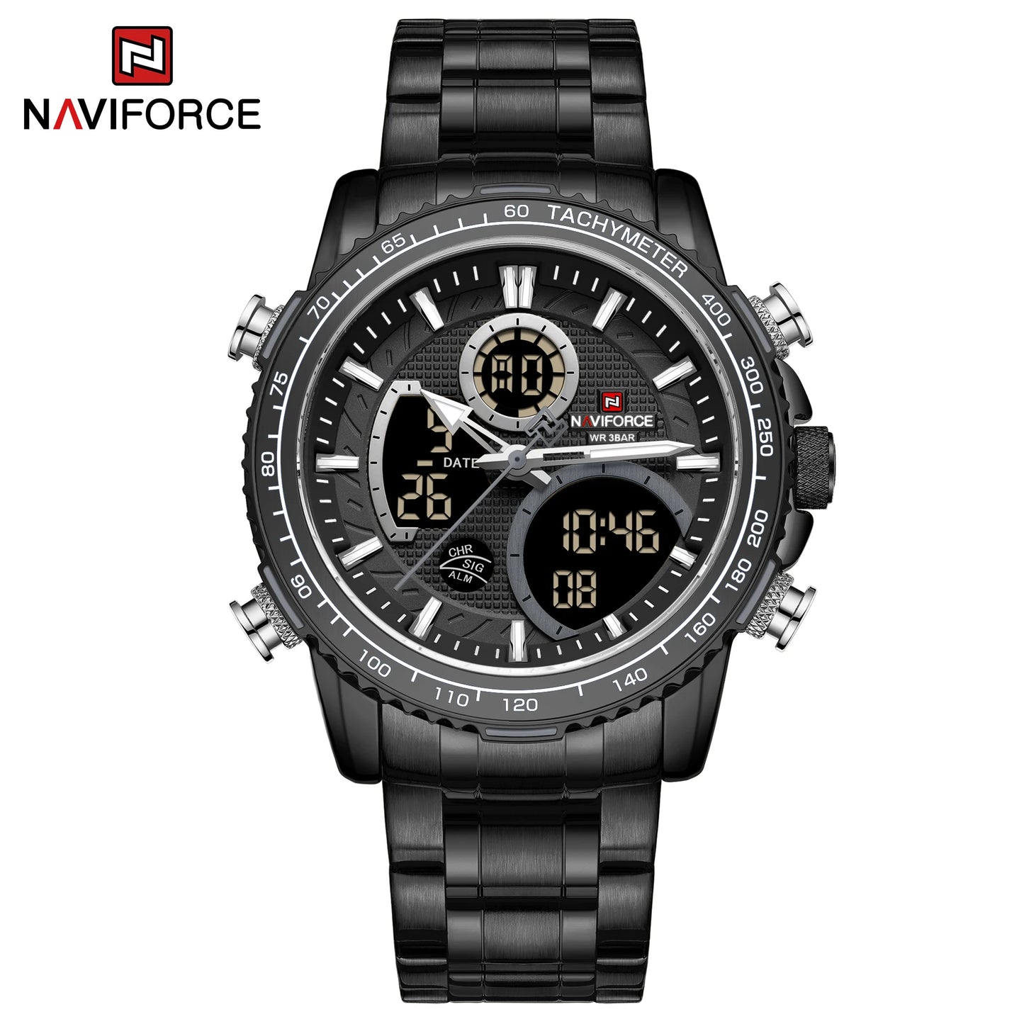 Relógio NAVIFORCE NF9182 Quartzo Digital Aço Inoxidável 3ATM