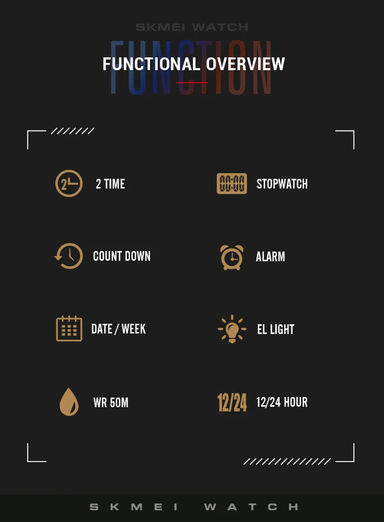 ⌚ Relógio Masculino Esportivo SKMEI 1988 🏃♂️ Digital com Luz de Fundo 💡 | Alarme, Cronômetro e Contagem Regressiva ⏱️ | À Prova D’Água 5ATM 💦 | Estilo Militar Tático ⚔️