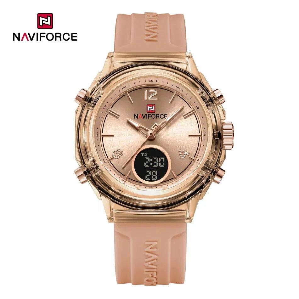 ⌚💖Relógio Feminino NAVIFORCE NF7109 – Esportivo, Casual e à Prova d’Água com Alarme e Luz