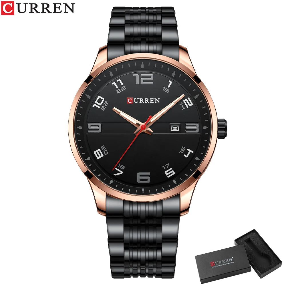 🕰️✨Relógio Masculino CURREN 8411 ⌚ Estilo Moderno e Robusto | Data Automática + Resistente à Água 3ATM