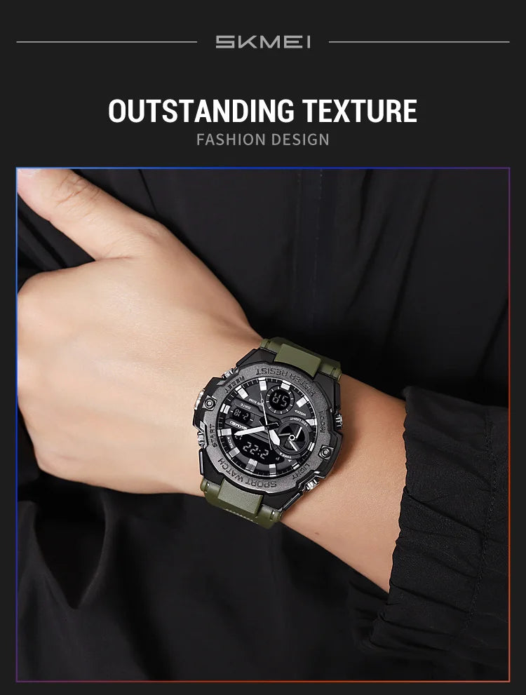 🕶️ Relógio Masculino SKMEI 2328 ⌚ Analógico + Digital 💥 Estilo Militar 🪖 Esportivo 🏋️♂️ à Prova d’Água 5ATM 💦 com Cronômetro, Alarme e Luz LED 🔦 | Pulseira PU Super Resistente 💪