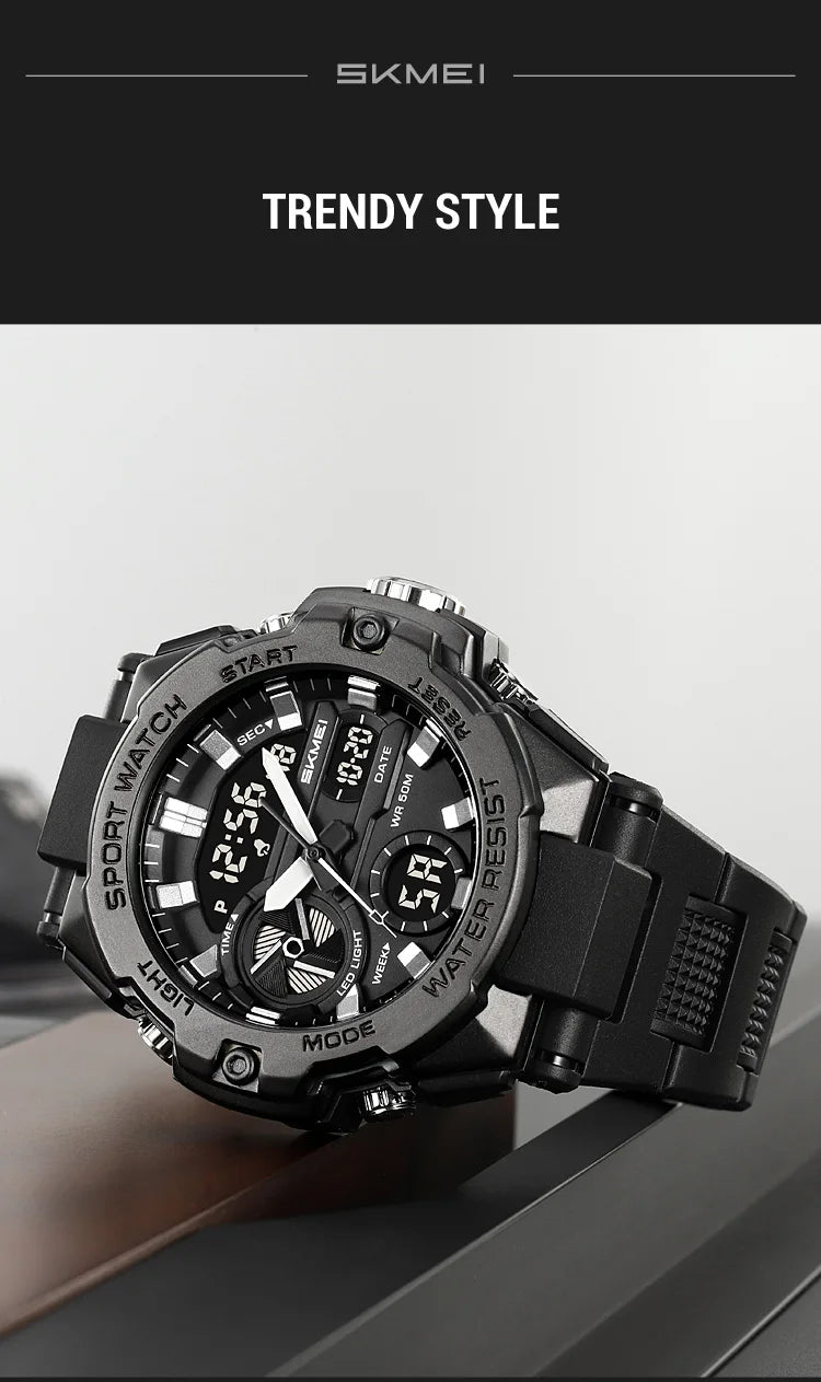 🕶️ Relógio Masculino SKMEI 2328 ⌚ Analógico + Digital 💥 Estilo Militar 🪖 Esportivo 🏋️♂️ à Prova d’Água 5ATM 💦 com Cronômetro, Alarme e Luz LED 🔦 | Pulseira PU Super Resistente 💪