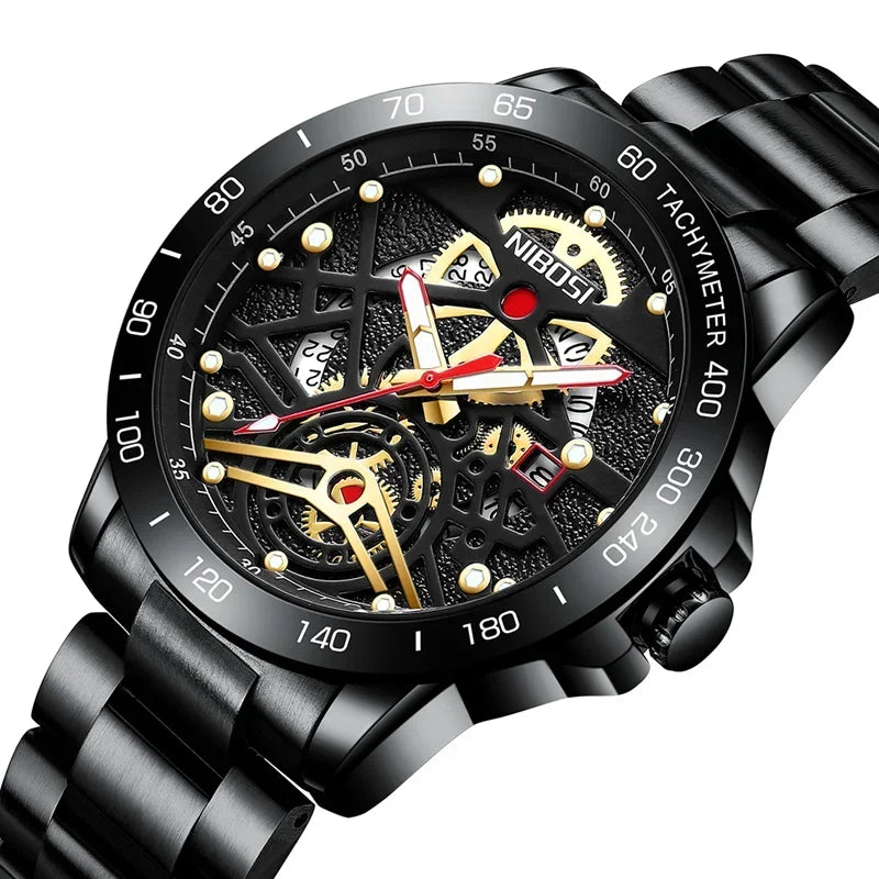 🕰️✨Relógio Masculino NIBOSI 2388 Quartzo ⌚ Luxo e Negócios 🏆 Ponteiros Luminosos + Data Automática