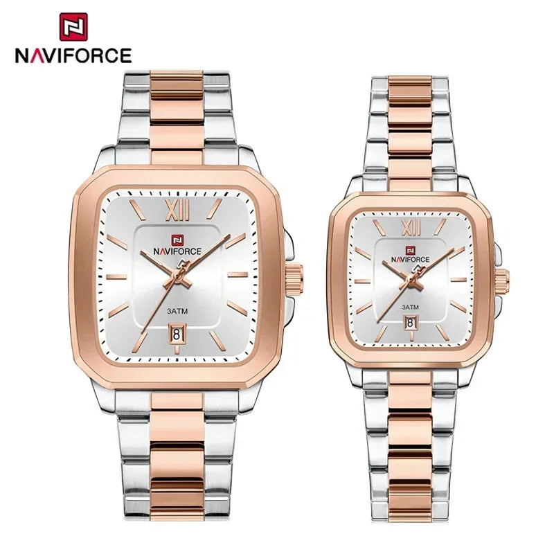 ⌚ Relógio NAVIFORCE NF9239 Casual Aço Inoxidável Quartzo Lovers 3ATM