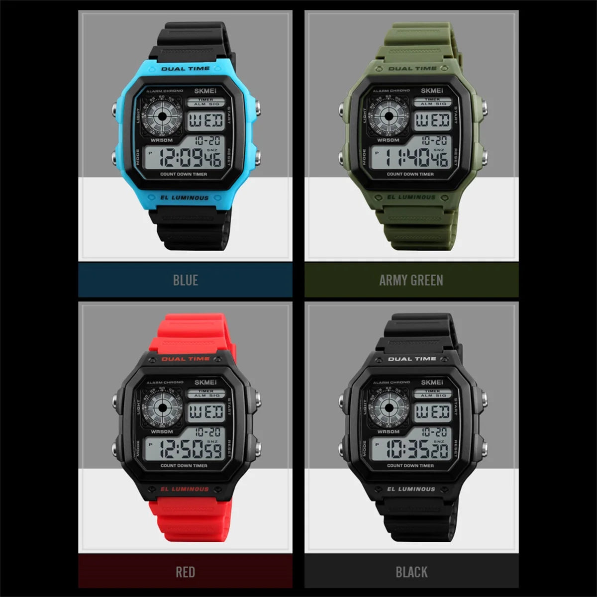 ⌚ Relógio Masculino Digital SKMEI 1299 ⏱️ Esportivo Tático | Resistente à Água 5ATM 💦 | Funções Múltiplas 🧭 | LED, Cronômetro, Alarme