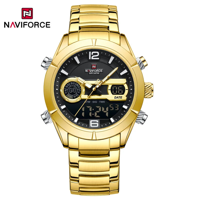 ⌚🔥Relógio Masculino NAVIFORCE NF9232 – Luxo e Desempenho, Aço Inoxidável, Analógico-Digital
