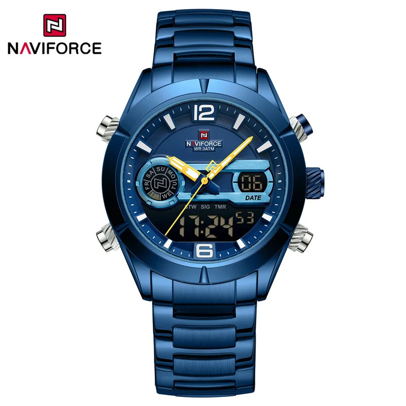 ⌚🔥Relógio Masculino NAVIFORCE NF9232 – Luxo e Desempenho, Aço Inoxidável, Analógico-Digital