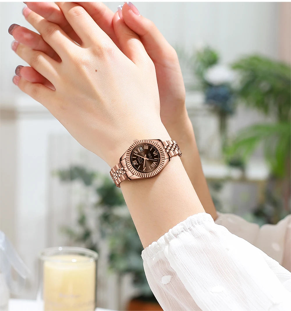⌚ Kit 2 Relógios Feminino e Masculino NIBOSI 2678 Casal 💖 Luxo Elegante | Cronógrafo ✨ | Aço Inoxidável 💎 | Estilo e Sofisticação