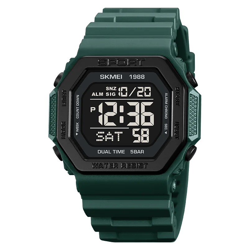 ⌚ Relógio Masculino Esportivo SKMEI 1988 🏃♂️ Digital com Luz de Fundo 💡 | Alarme, Cronômetro e Contagem Regressiva ⏱️ | À Prova D’Água 5ATM 💦 | Estilo Militar Tático ⚔️