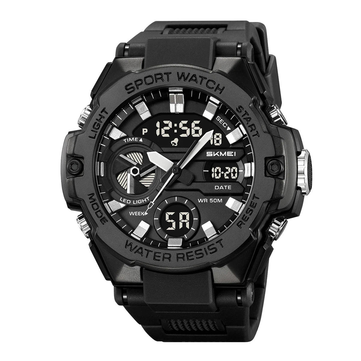 🕶️ Relógio Masculino SKMEI 2328 ⌚ Analógico + Digital 💥 Estilo Militar 🪖 Esportivo 🏋️♂️ à Prova d’Água 5ATM 💦 com Cronômetro, Alarme e Luz LED 🔦 | Pulseira PU Super Resistente 💪