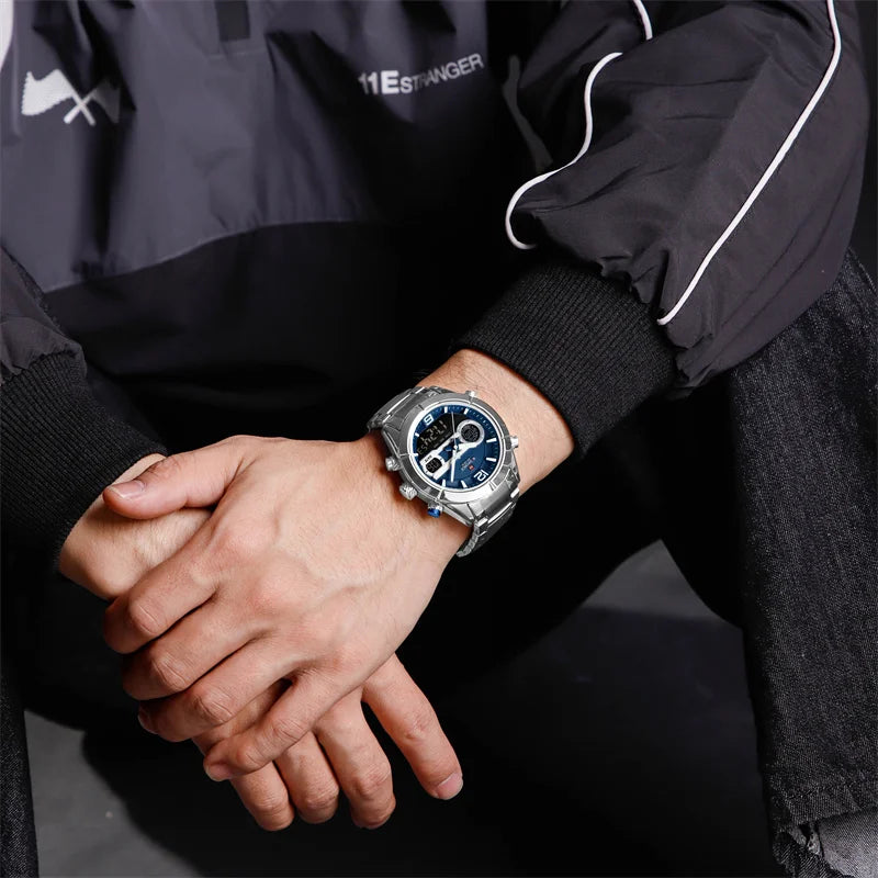 ⌚🔥Relógio Masculino NAVIFORCE NF9232 – Luxo e Desempenho, Aço Inoxidável, Analógico-Digital