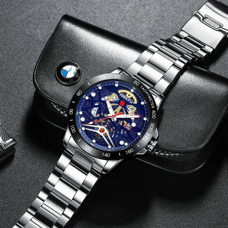 🕰️✨Relógio Masculino NIBOSI 2388 Quartzo ⌚ Luxo e Negócios 🏆 Ponteiros Luminosos + Data Automática