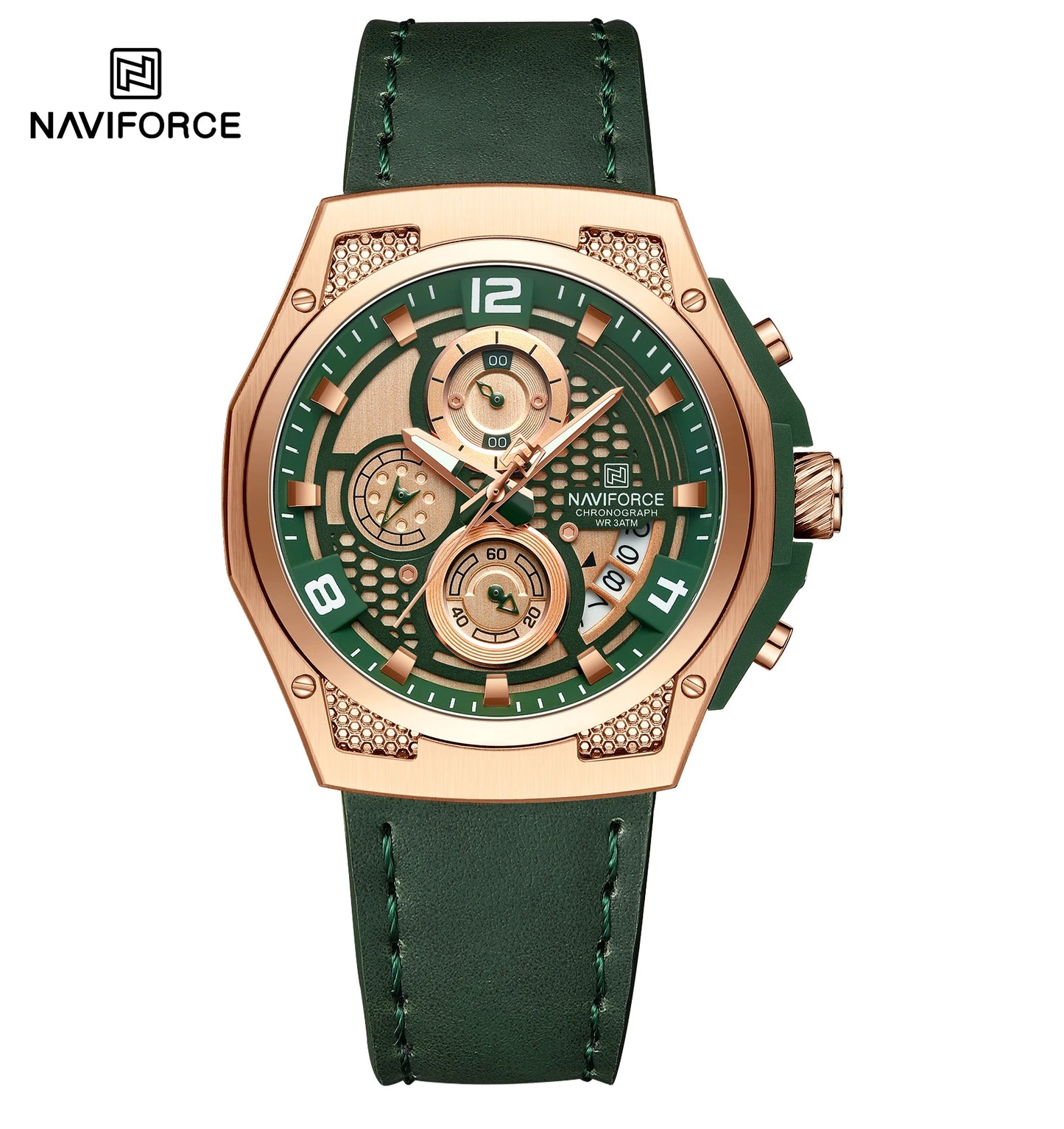 ⌚Relógio Masculino NAVIFORCE NF8051L – Cronógrafo Esportivo e Casual com Pulseira de Couro