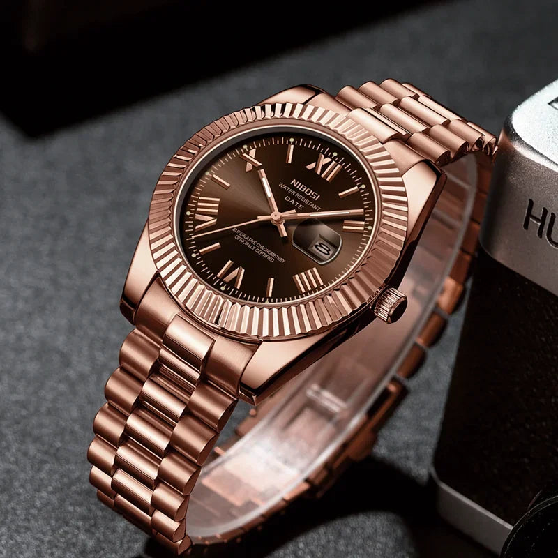 🕰️✨Relógio Masculino NIBOSI 2678 ⌚ Estilo Luxo com Pulseira em Aço Inoxidável | Resistente e Elegante