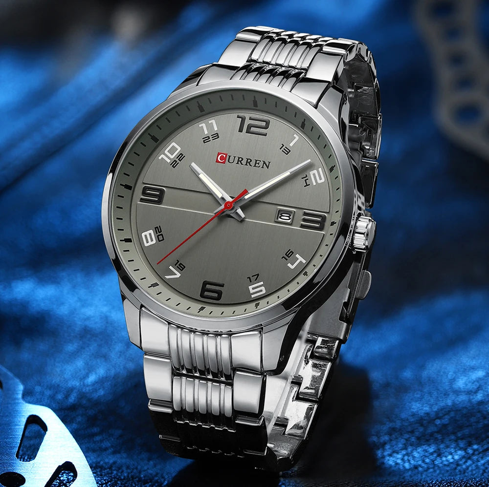 🕰️✨Relógio Masculino CURREN 8411 ⌚ Estilo Moderno e Robusto | Data Automática + Resistente à Água 3ATM