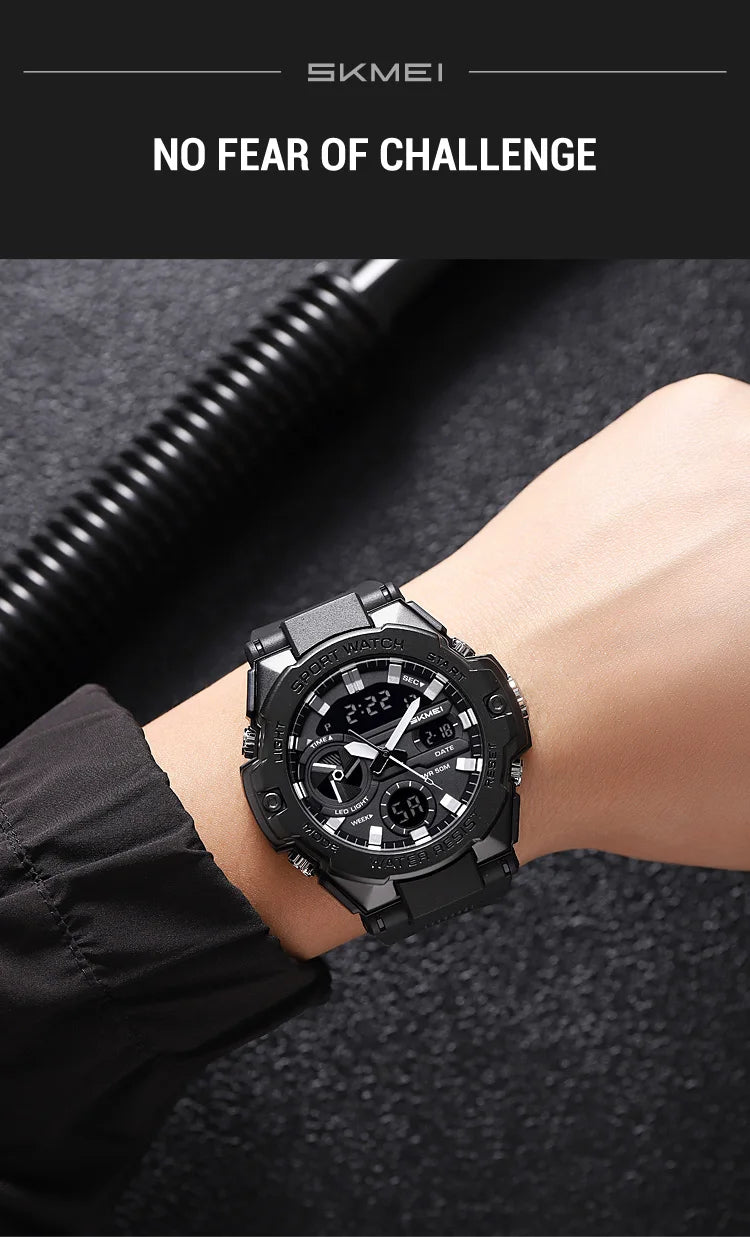 🕶️ Relógio Masculino SKMEI 2328 ⌚ Analógico + Digital 💥 Estilo Militar 🪖 Esportivo 🏋️♂️ à Prova d’Água 5ATM 💦 com Cronômetro, Alarme e Luz LED 🔦 | Pulseira PU Super Resistente 💪