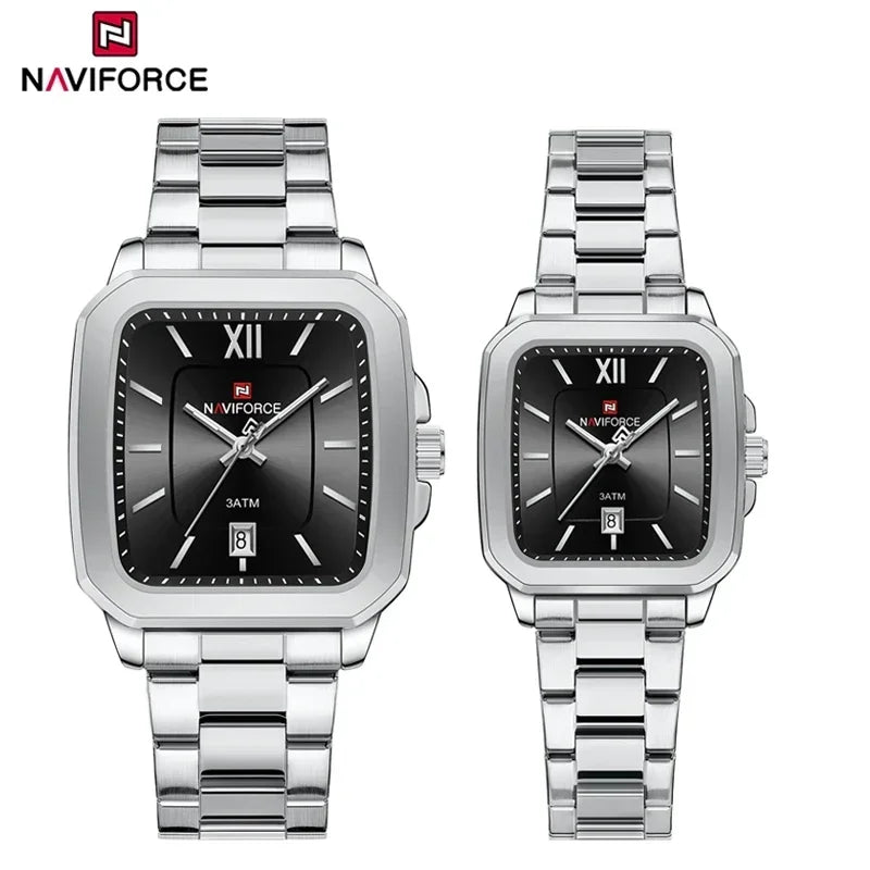 ⌚ Relógio NAVIFORCE NF9239 Casual Aço Inoxidável Quartzo Lovers 3ATM