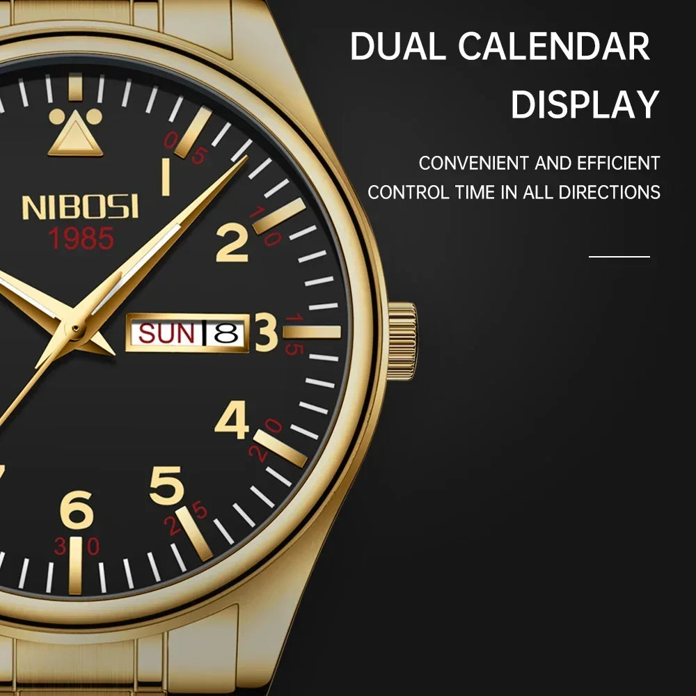 🕰️✨Relógio Masculino NIBOSI 2571 ⌚ Quartzo Luxo Inoxidável | Data, Semana e Ponteiros Luminosos