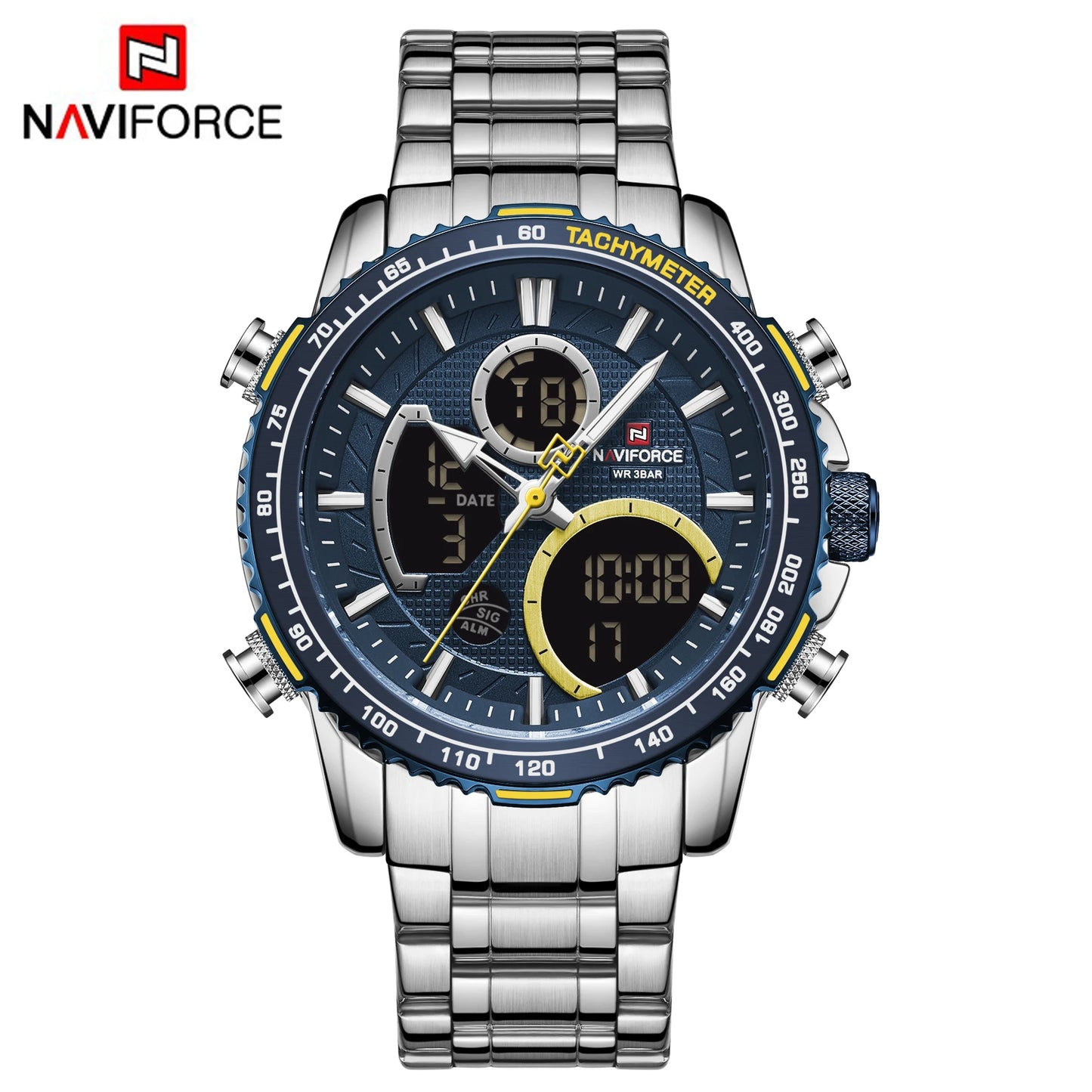 Relógio NAVIFORCE NF9182 Quartzo Digital Aço Inoxidável 3ATM
