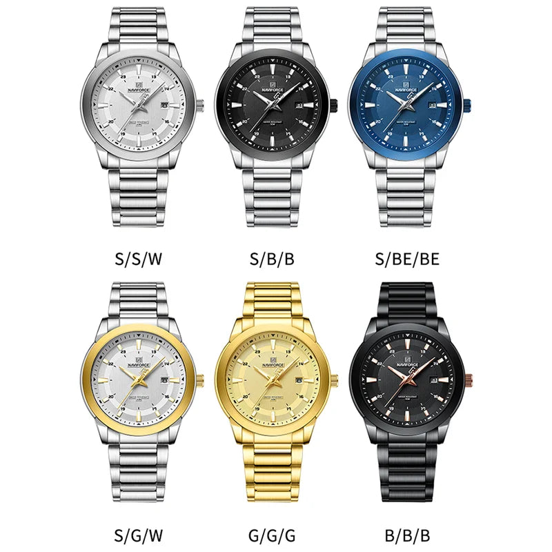 ⌚ Relógio NAVIFORCE 8029 Quartzo Aço Inoxidável Esporte 3ATM