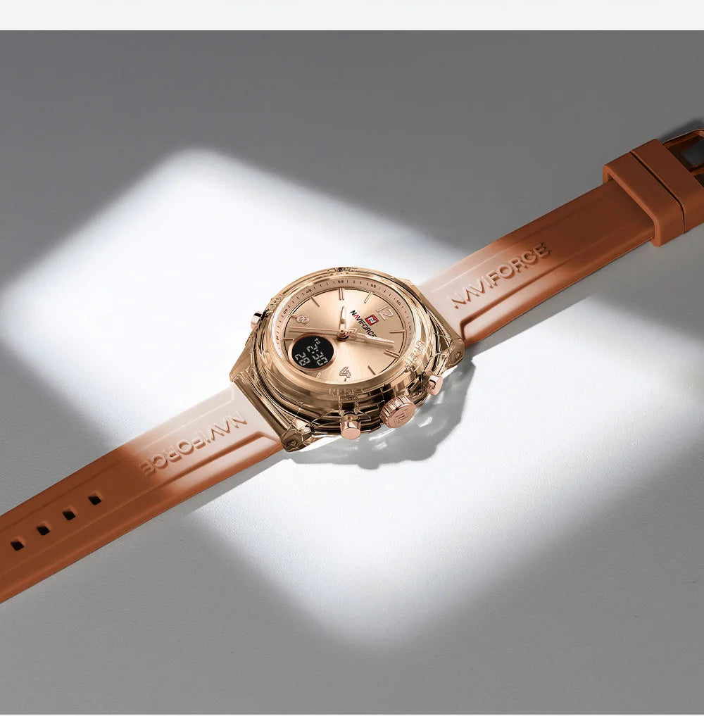 ⌚💖Relógio Feminino NAVIFORCE NF7109 – Esportivo, Casual e à Prova d’Água com Alarme e Luz