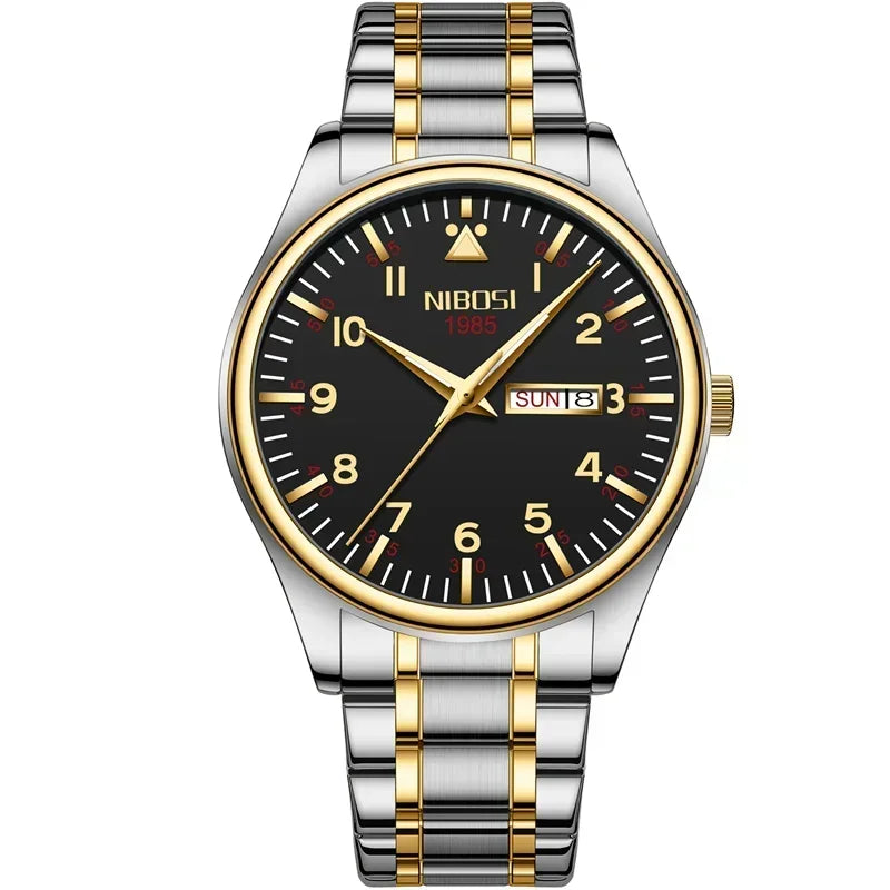 🕰️✨Relógio Masculino NIBOSI 2571 ⌚ Quartzo Luxo Inoxidável | Data, Semana e Ponteiros Luminosos