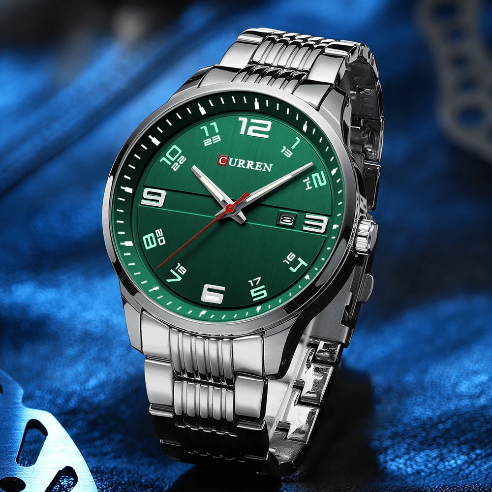 🕰️✨Relógio Masculino CURREN 8411 ⌚ Estilo Moderno e Robusto | Data Automática + Resistente à Água 3ATM