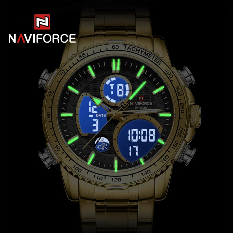 Relógio NAVIFORCE NF9182 Quartzo Digital Aço Inoxidável 3ATM