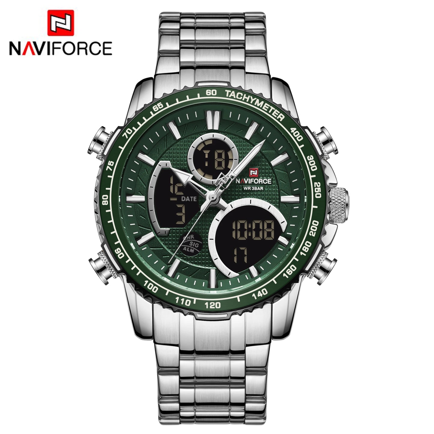 Relógio NAVIFORCE NF9182 Quartzo Digital Aço Inoxidável 3ATM