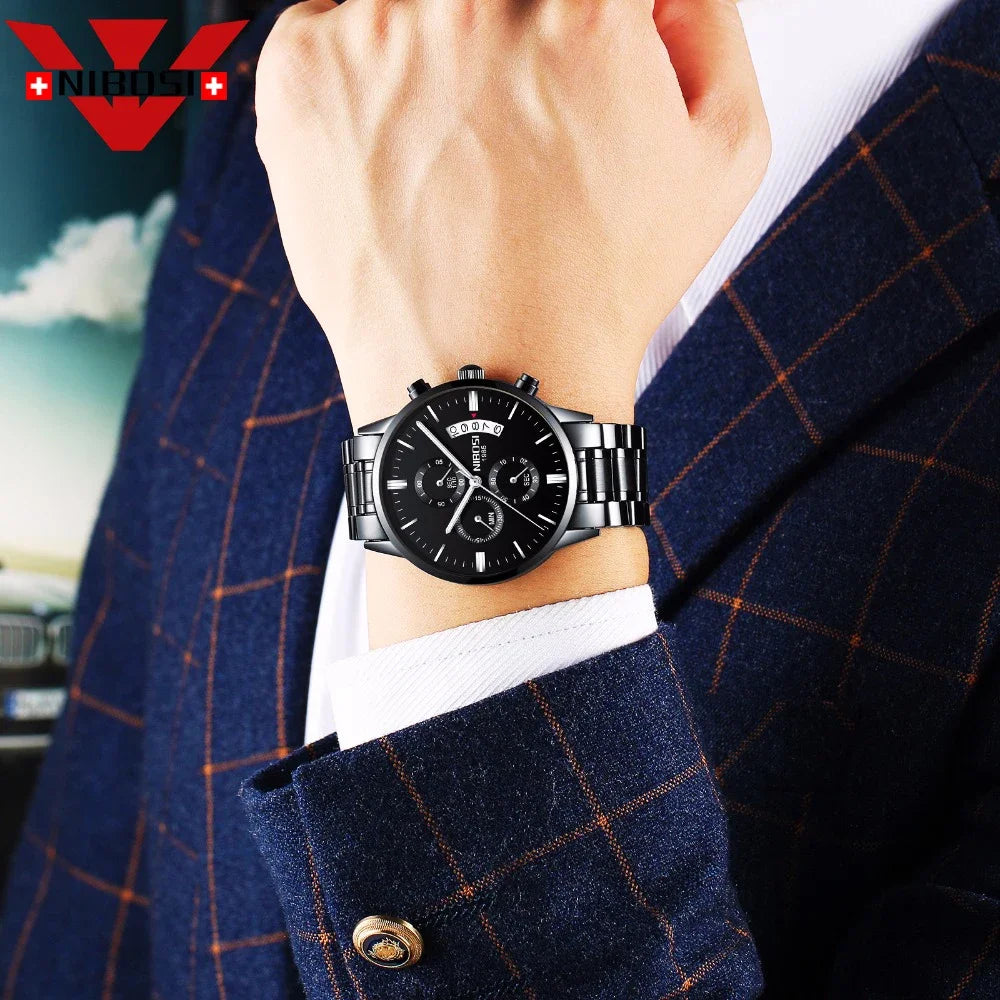 ⌚ Relógio NIBOSI 2309 Masculino Luxo Cronógrafo Multifuncional 3ATM