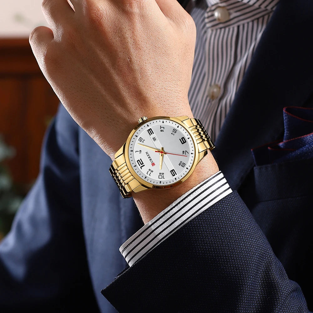 🕰️✨Relógio Masculino CURREN 8411 ⌚ Estilo Moderno e Robusto | Data Automática + Resistente à Água 3ATM