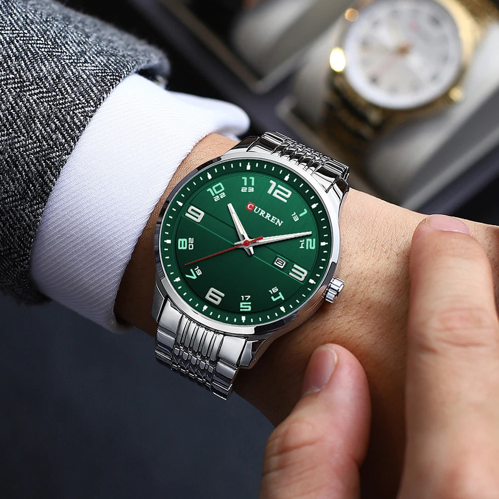 🕰️✨Relógio Masculino CURREN 8411 ⌚ Estilo Moderno e Robusto | Data Automática + Resistente à Água 3ATM