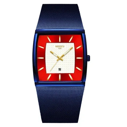 🕰️✨Relógio Masculino NIBOSI 2376 ⌚ Quartzo Luxo Retangular | Inoxidável, Calendário e Ponteiros Luminosos