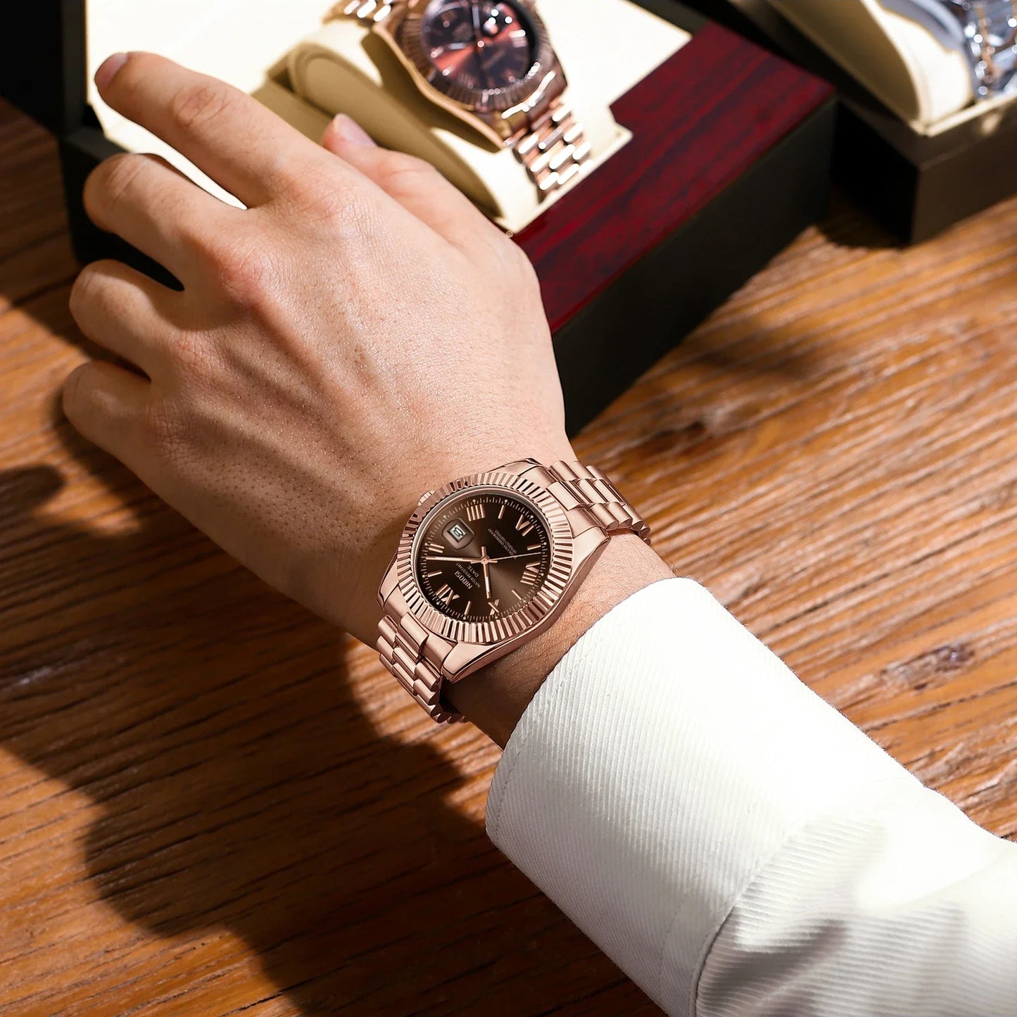 🕰️✨Relógio Masculino NIBOSI 2678 ⌚ Estilo Luxo com Pulseira em Aço Inoxidável | Resistente e Elegante