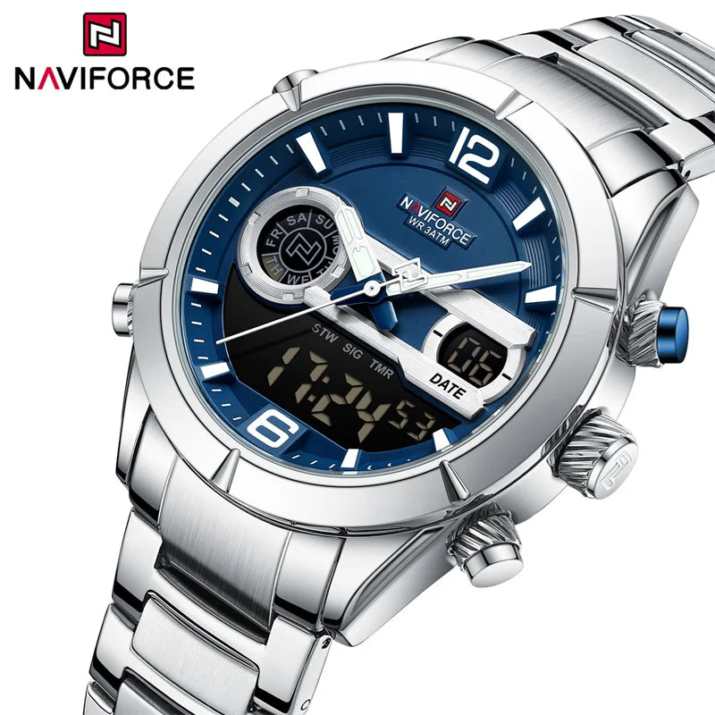 ⌚🔥Relógio Masculino NAVIFORCE NF9232 – Luxo e Desempenho, Aço Inoxidável, Analógico-Digital